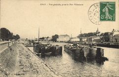 CPA Bateau Peniche Gray Vue generale prise du Port Villeneuve