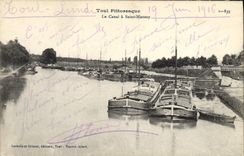 CPA Bateau Peniche Toul le canal a Saint Mansuy