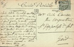 VINTAGE POSTCARD Boat Barge Trawl-nets on the Marne outgoing Boat of the lock