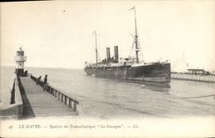 VINTAGE POSTCARD Boat Steamer Le Havre Returned of the deck chair Gascogne