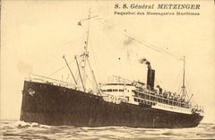 VINTAGE POSTCARD Boat Steamer of the Maritime Transport General S Metzinger