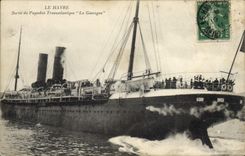 CPA Bateau Le Havre Sortie du Paquebot Transatlantique La Gascogne 