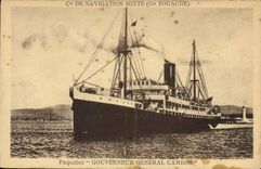 VINTAGE POSTCARD Boat Mixed Steamer Co of Navigation Co Touache Cambon General governor
