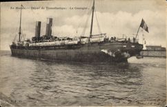 VINTAGE POSTCARD Boat Steamer Le Havre Departure of the Deck chair Gascogne