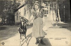 VINTAGE POSTCARD Goat Laitiere auvergnate its biquette Auvergne Folklore