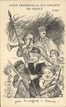 CPA Fantaisie Illustrateur Leandre Ligue Fraternelle des enfants de France Militaria