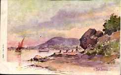 VINTAGE POSTCARD Fantasy Illustrator Bay of Sabletttes