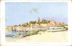 CPA Fantaisie Illustrateur Lessieux Cannes Le Mont Chevalier 