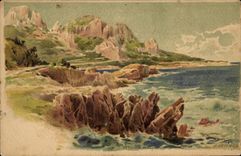 VINTAGE POSTCARD Fantasy Illustrator Lessieux Cornice of Esterel