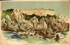 CPA Fantaisie Illustrateur Lessieux Cap Martin Les recifs et le Grand Hotel