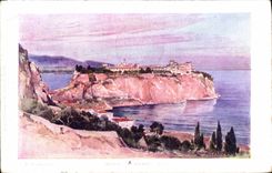 VINTAGE POSTCARD Fantasy Illustrator Lessieux Monaco the rock
