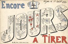 VINTAGE POSTCARD Fantaisie Militaria still 4 days has to draw