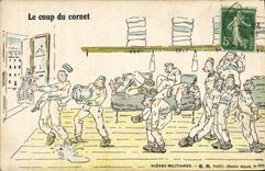 VINTAGE POSTCARD Militaria Fantasy the blow of the horn