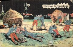 VINTAGE POSTCARD Fantasy Militaria Exercises of requisitions