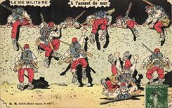 CPA Fantaisie Militaria A l'assaut du mur 