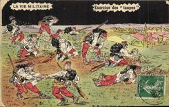 VINTAGE POSTCARD Fantasy Militaria Exercise of the moles