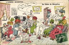 VINTAGE POSTCARD Militaria Fantasy With the reception room