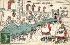 CPA Fantaisie Militaria Le lever
