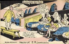 CPA Fantaisie Militaria Extinction des feux