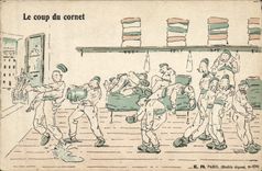 CPA Fantaisie Militaria Le coup du cornet