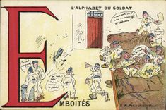 VINTAGE POSTCARD Fantaisie Militaria the alphabet of the soldier Encase