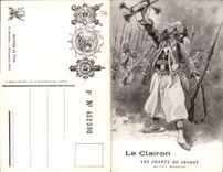 VINTAGE POSTCARD Militaria Fantasy the bugle songs of the soldier Paul Deroulede