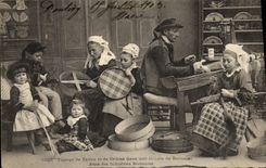 CPA Folklore Tissage de tamis et de cribles dans une famille de Bannalec 