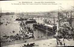 CPA Marseille Grande Fete presidentielle Vue generale du vieux port avant le depart du President pour l'Espagne