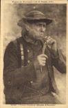 CPA Folklore Tabac Bretagne Vieux fumeur Monts d'Arrhee