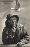 CPA Folklore Tabac Marins bretons Sur le Mole Un vieux loup de mer et pigeon du port Pipe