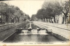 VINTAGE POSTCARD Nimes the fountain the Roman canal Publicity Oil mill Collorgues Scrubland Monnier Blisson Jourdan Street Ernest Renan