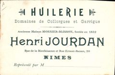 CPA Nimes La fontaine Le canal romain Publicite Huilerie Collorgues Garrigue Monnier Blisson Jourdan Rue Ernest Renan