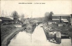 CPA Bateau Peniche Chalons sur Marne Le port du canal 