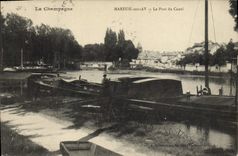 CPA Bateau Peniche Mareuil sur Ay Le pont du canal