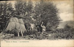 VINTAGE POSTCARD Drill Folklore Balloon of Alsace loggers