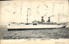 VINTAGE POSTCARD Boat Steamer Fabre Line Marseilles Germania