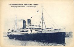 VINTAGE POSTCARD Boat Steamer S of the General governor Transatlantic Crevy General Company