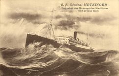 CPA Bateau Paquebot SS General Metzinger Messageries Maritimes