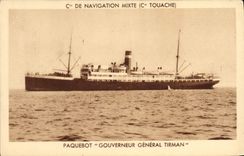 CPA Bateau Paquebot Cie de Navigation mixte Cie Touache Gouverneur General Tirman