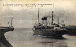 VINTAGE POSTCARD Boat Boulogne Steamer on entered Sea of the port the boat of Folkestone