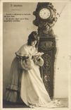 VINTAGE POSTCARD Fantasy Woman 7 hours Clock