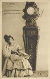 VINTAGE POSTCARD Fantasy Woman 3 hours Clock