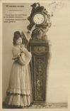 VINTAGE POSTCARD Fantasy Woman 10 hours of the evening Clock