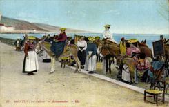 VINTAGE POSTCARD Ass Mule Menton Anieres Mentonnaises