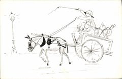 CPA Ane Mule Enfants (dessin a la main)