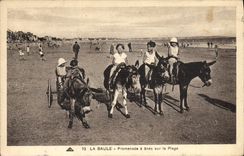 CPA Ane Mule La Baule Promenade a anes sur la plage 