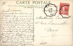 Playa de Berck de la mula del asno de la POSTAL de la VENDIMIA un barco en la playa