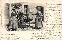 VINTAGE POSTCARD Ass Mule Types of country-women Folklore