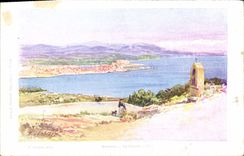 CPA Fantaisie Illustrateur Antibes Le golfe 