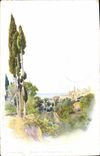 VINTAGE POSTCARD Fantasy Illustrator Menton the old city